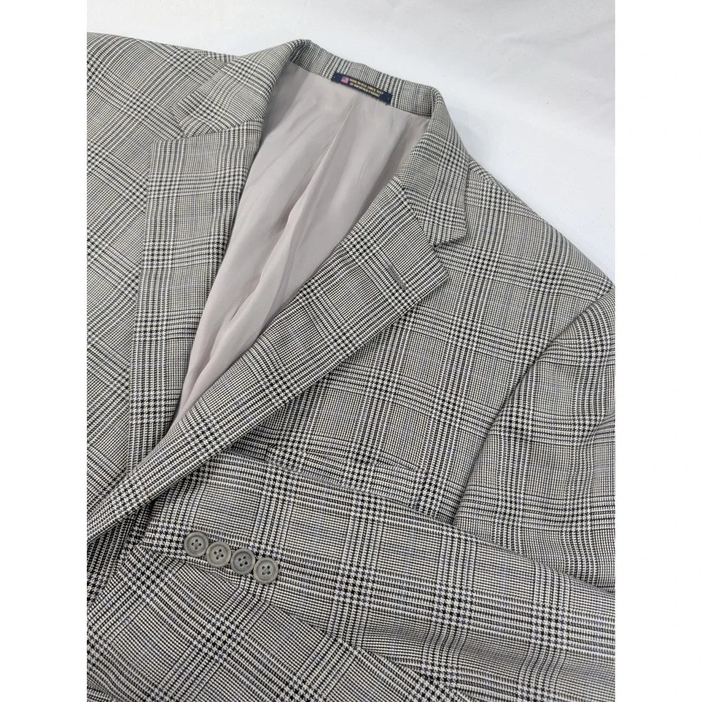 Hart Schaffner Marx Chicago Wool Blazer Suit Jacket Gray Botto 48L Big 52